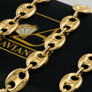 14k Yellow Gold Puff Link Chain 12.25 mm